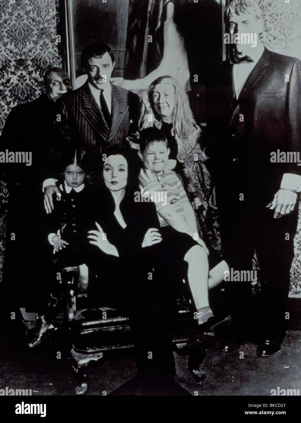 La famille ADDAMS (TV) JACKIE COOGAN, John Astin, Marie Blake, TED CASSIDY, LISA LORING, CAROLYN JONES, KEN WEATHERWAX arrière 002 Banque D'Images