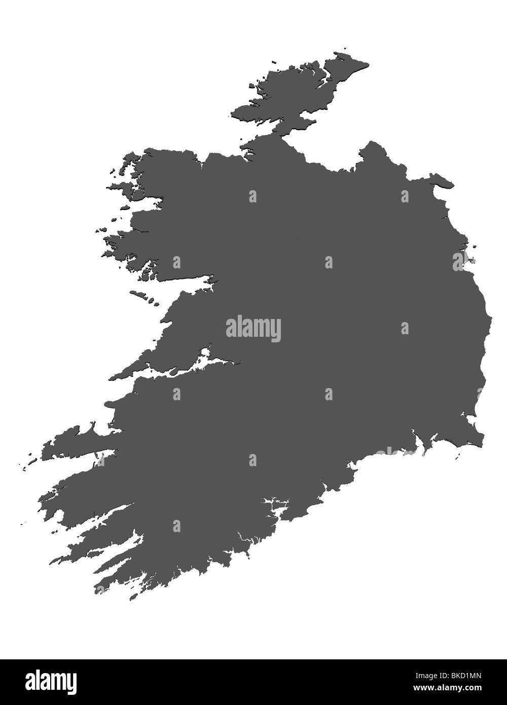 Carte vierge en rendu 3D de l'irlande sans ombre Banque D'Images