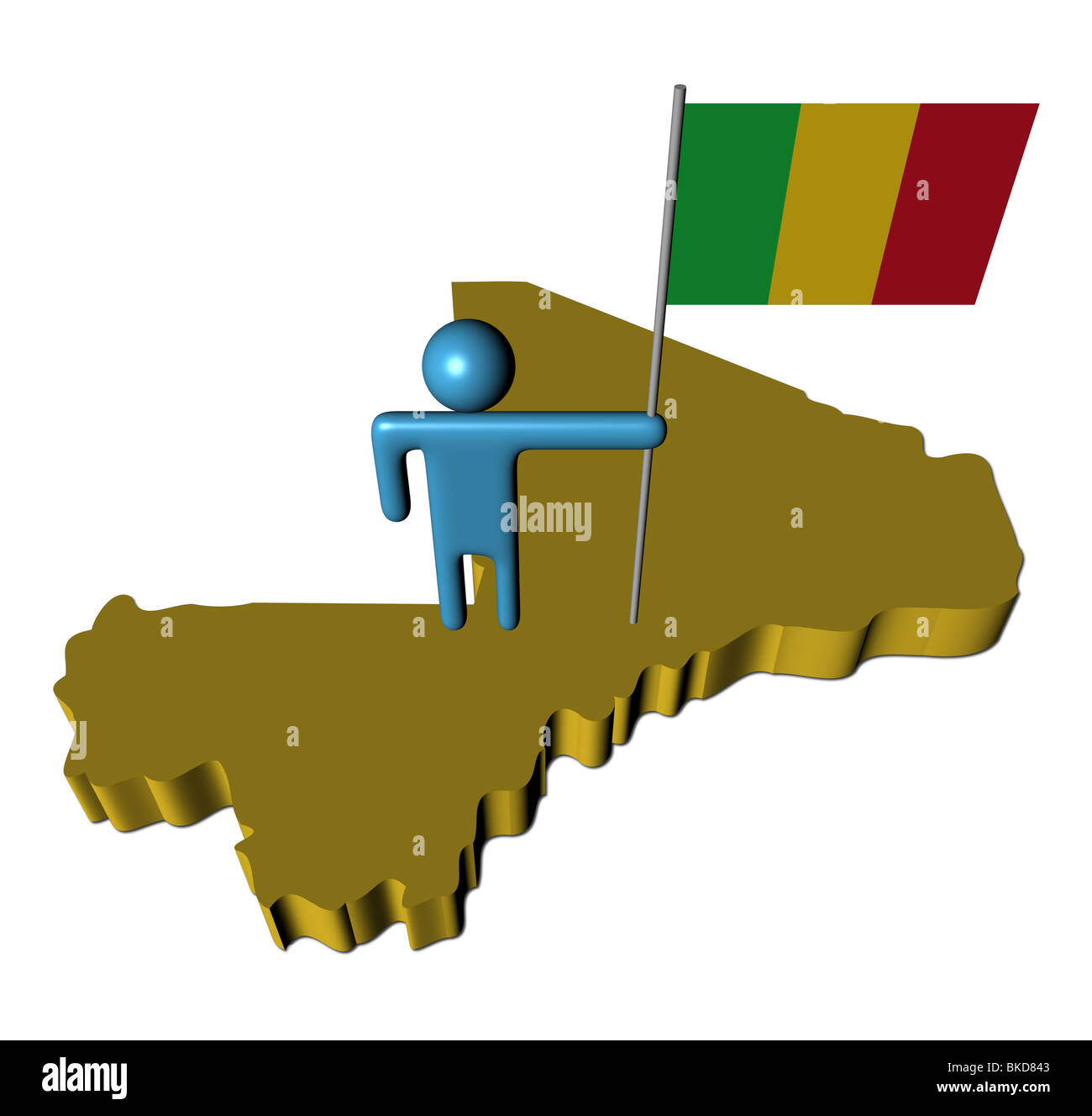 Personne abstraite avec le Mali drapeau sur la carte illustration Banque D'Images