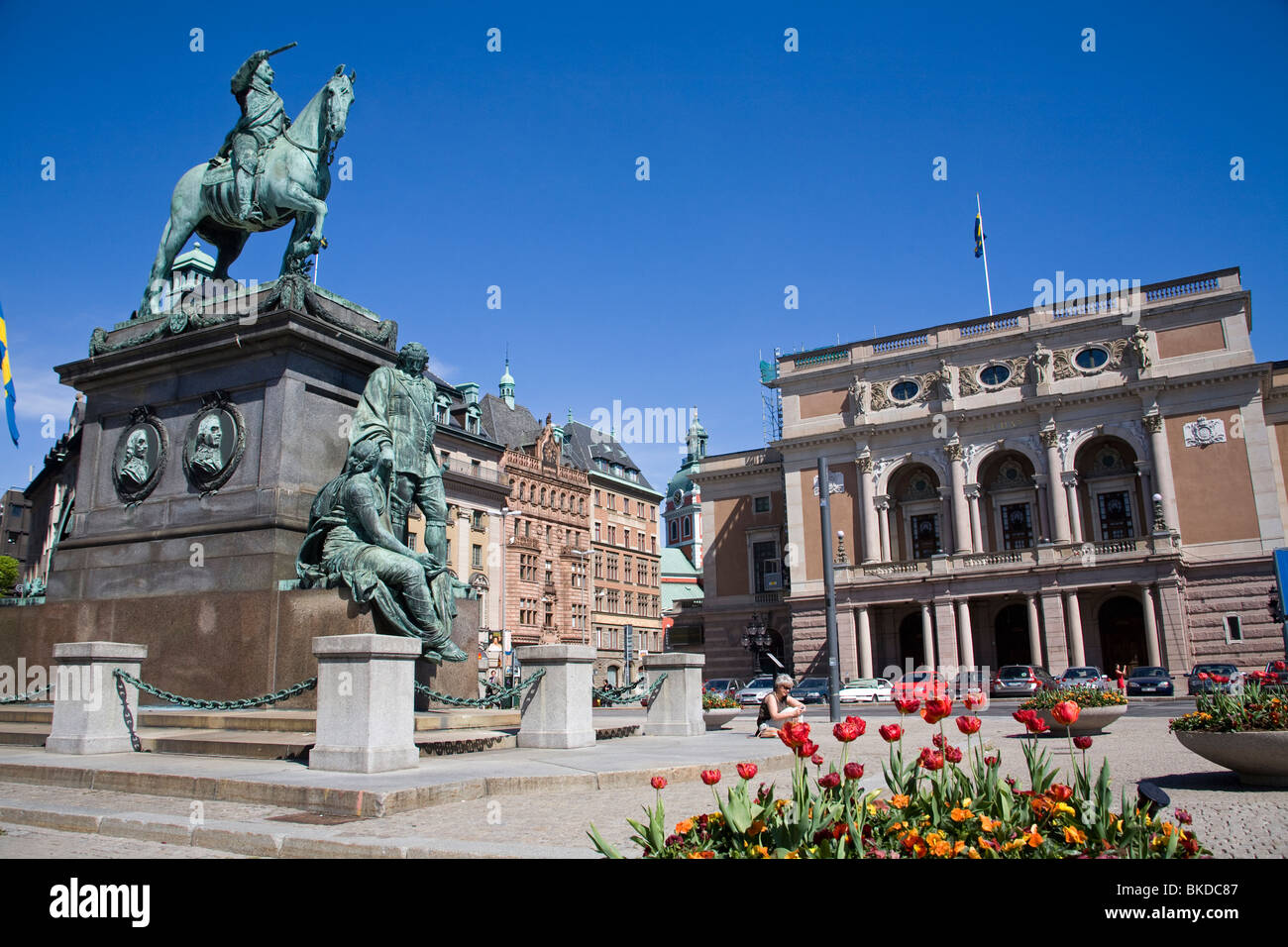 Gustav II Adolf Statue par Pierre Hubert 1796 LÁrchevêque Ville Stockholm Suède Banque D'Images