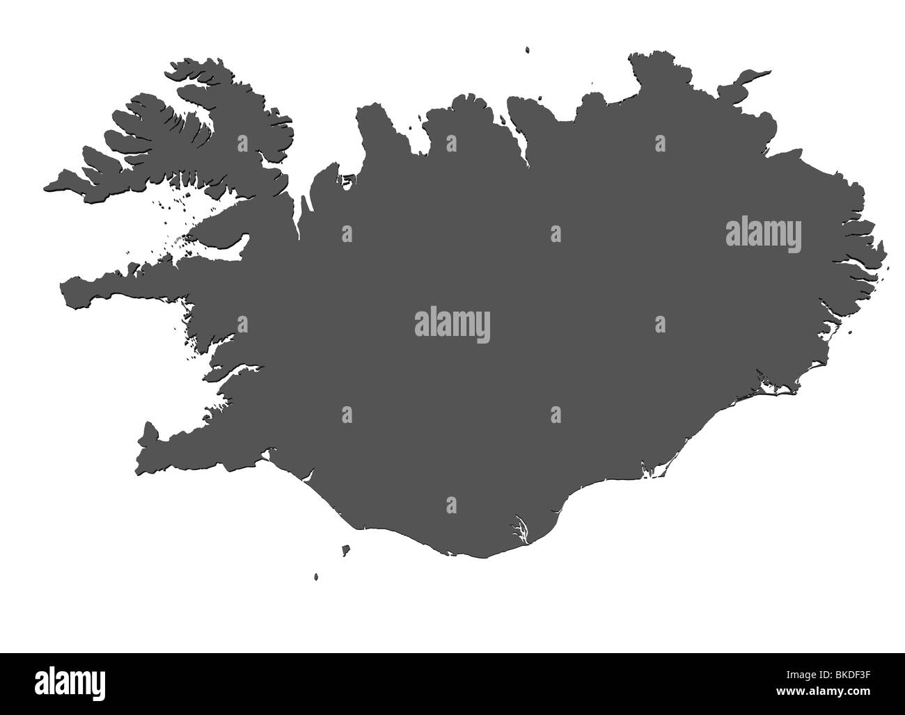 Carte vierge en rendu 3D d'Islande sans ombre Banque D'Images