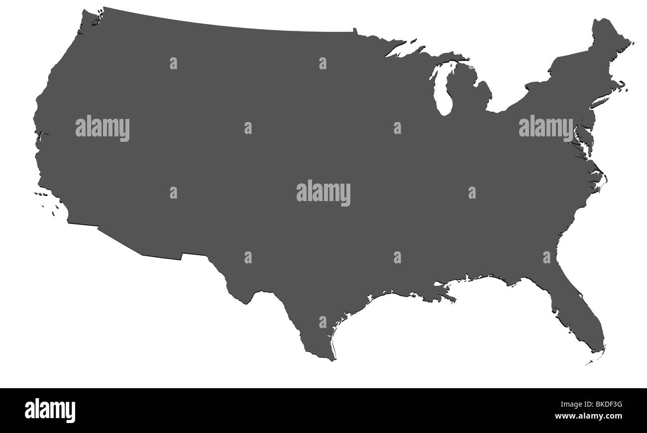 Carte vierge en rendu 3d des USA sans ombre Banque D'Images