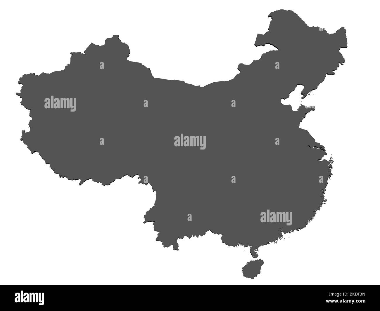 Carte vierge en rendu 3D de Chine sans ombre Banque D'Images
