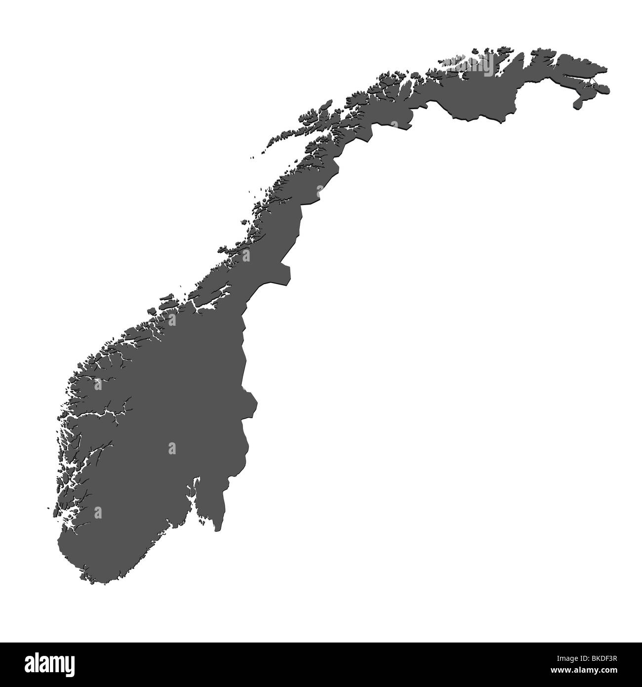 Carte vierge en rendu 3D de la Norvège sans ombre Banque D'Images
