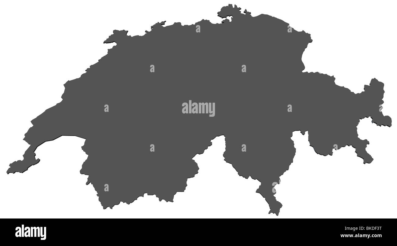 Carte vierge en rendu 3D de la Suisse, sans ombre Banque D'Images