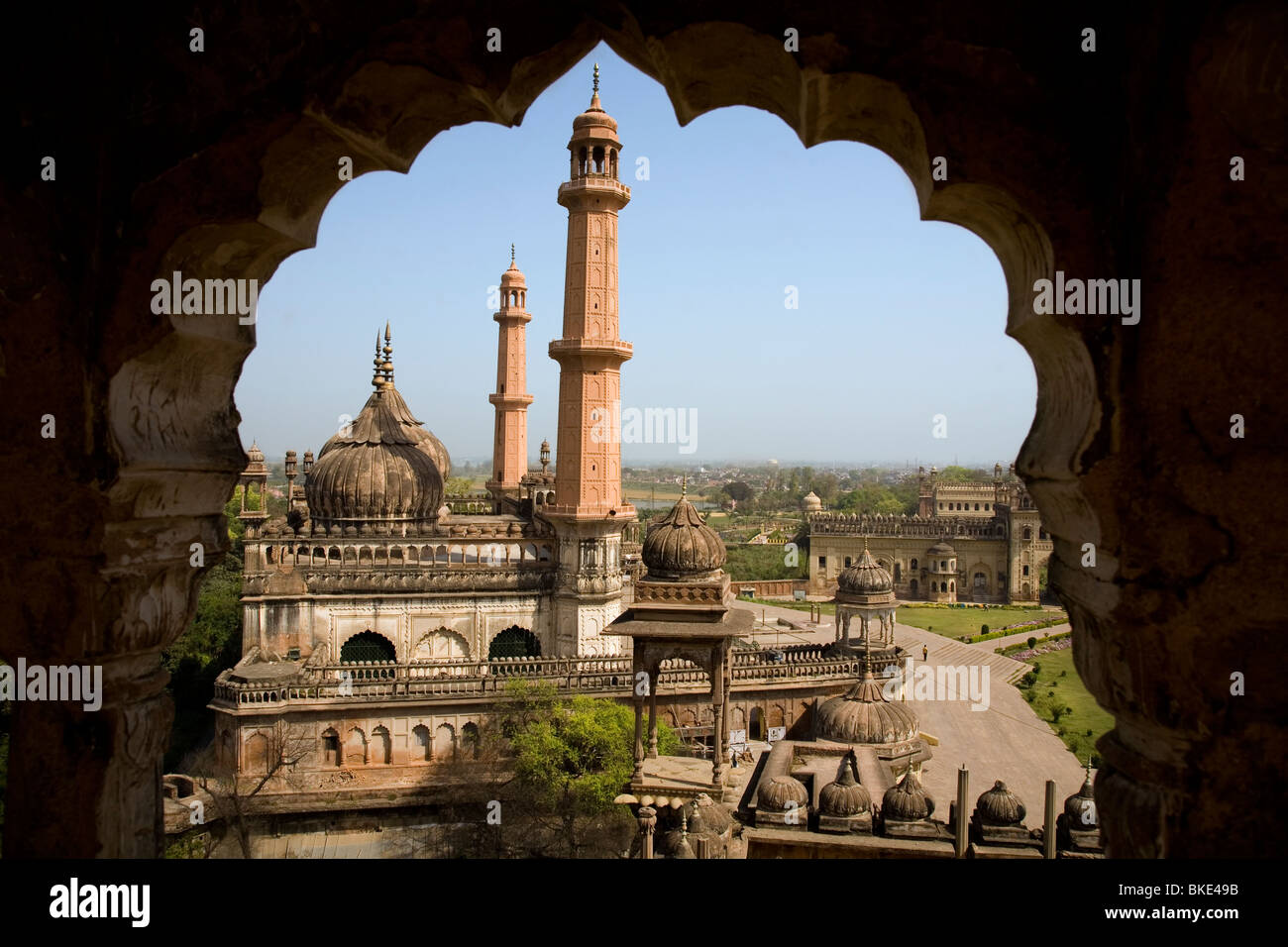 L'intérieur de la mosquée Asfi-bara Imambara complexe, Lucknow, Uttar Pradesh, Inde Banque D'Images