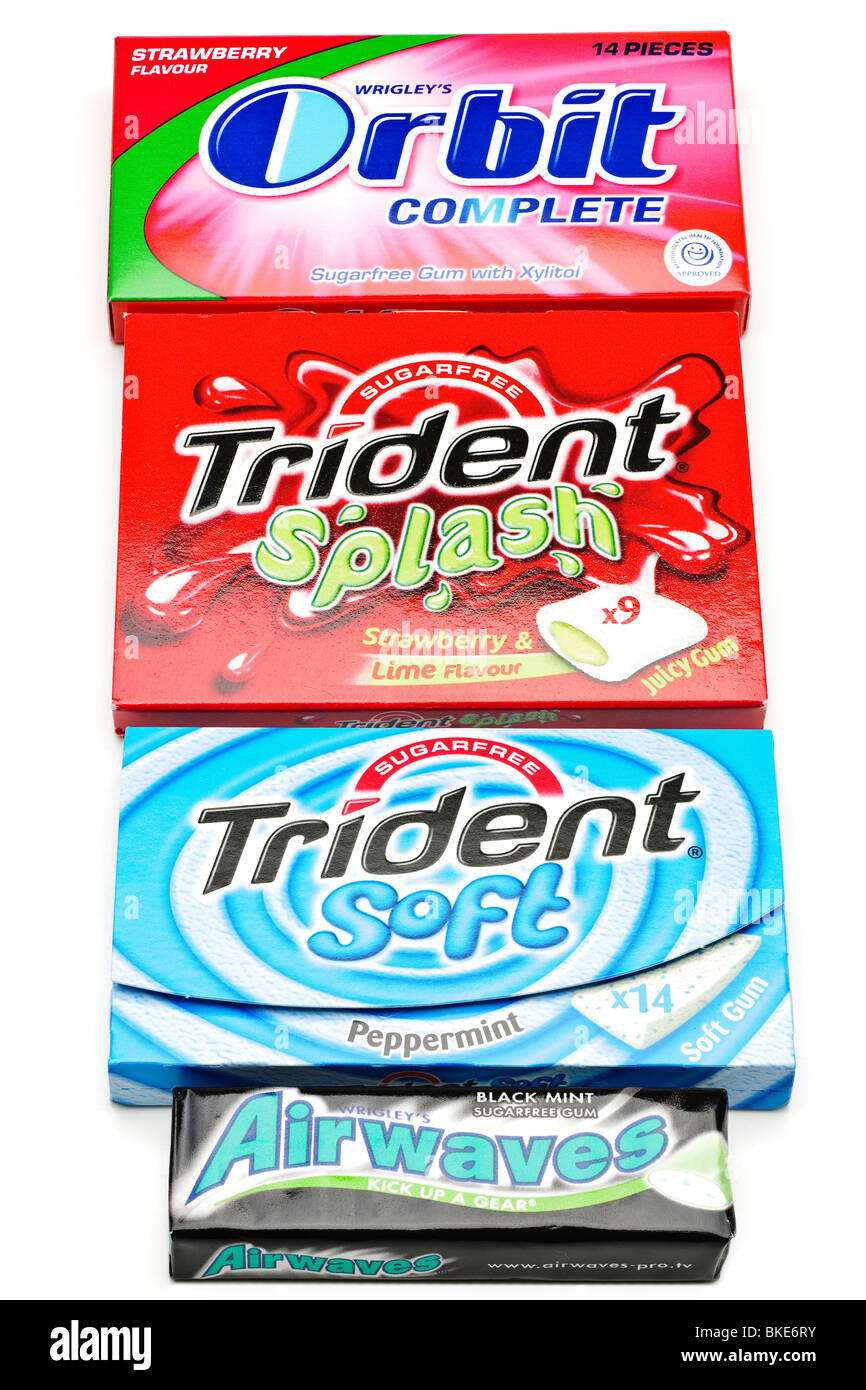 Quatre paquets de chewing gum Banque D'Images