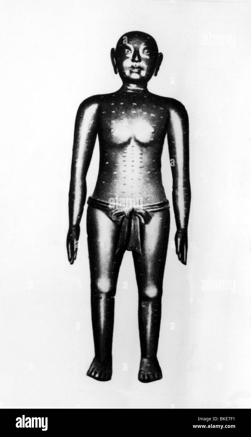 Médecine, acupuncture chinoise, exemple de bronze pour acupuncture, XIe siècle, historique, version, type, découpage, découpe, découpe, coupure, population, Banque D'Images