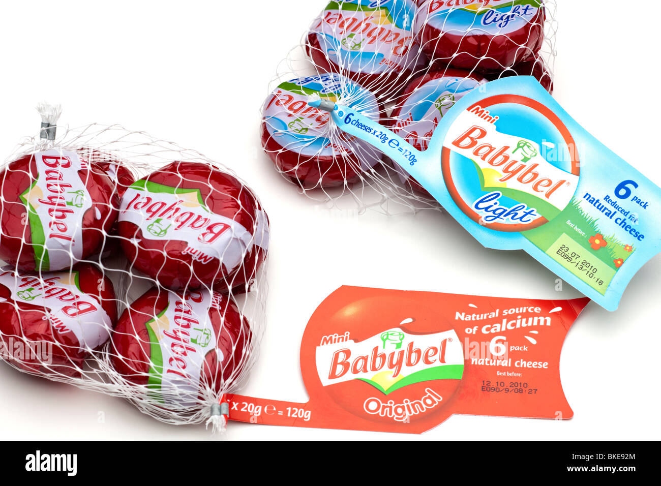 Deux mesh six jeux de Mini Babybel 120 g fromage naturel original et de portions Banque D'Images