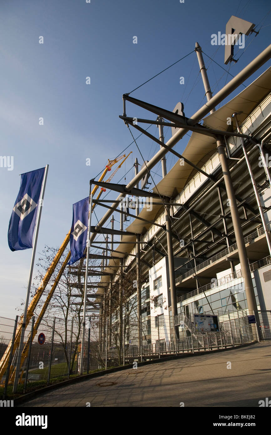 L'extérieur de l'Arena de Hambourg, le hamburger de stade accueil Sport Verein, un des principaux clubs de football de l'Allemagne. Banque D'Images