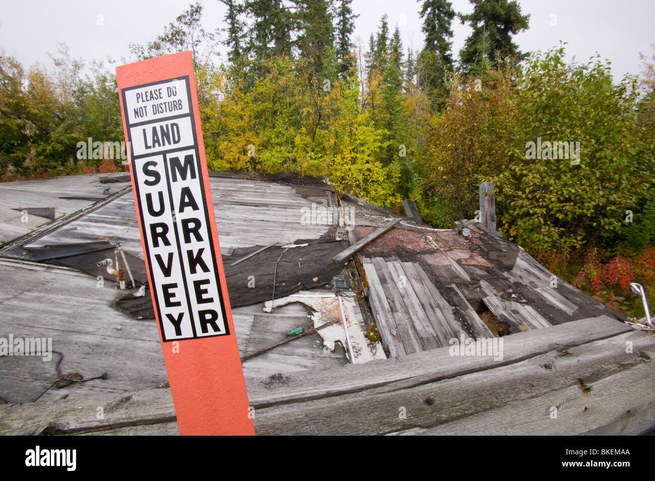 Chambre à Fairbanks en Alaska s'est effondré dans le sol à cause du réchauffement de la fonte du pergélisol induites Banque D'Images