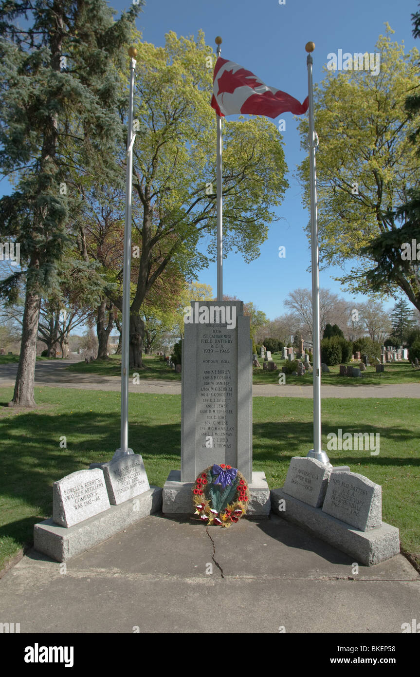 Monument commémoratif de guerre du monument commémorant les actions de plusieurs unités d'infanterie de la guerre de 1812, guerre des Boers et WWl. Banque D'Images