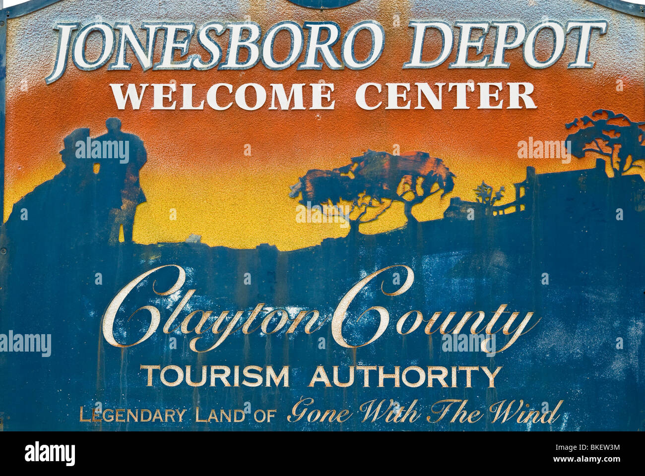 'Autant en emporte le vent' tourisme sign in Jonesboro, Arkansas, Usa Banque D'Images 'Autant en emporte le vent' tourisme sign in Jonesboro, Arkansas, Usa Banque D'Images