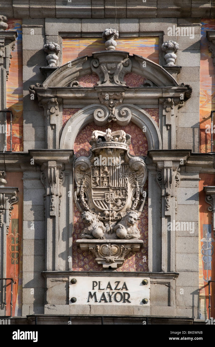 Plaza Mayor Madrid Espagne Spanish Town City Square Banque D'Images