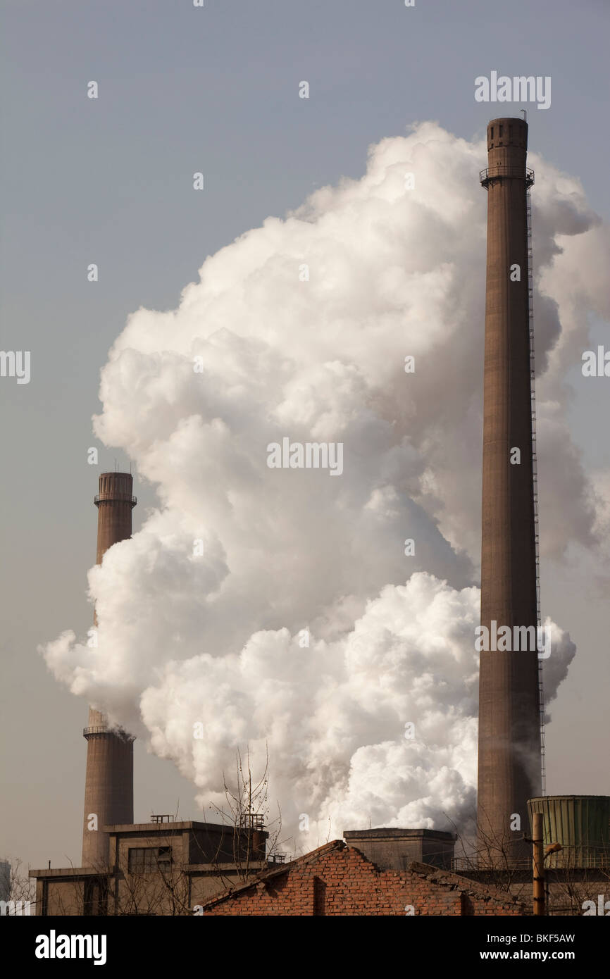 Les émissions de l'Hangdang Steel works, la Chine. Banque D'Images