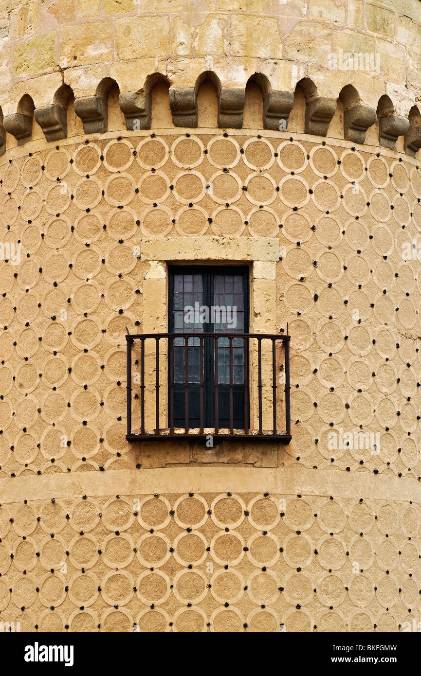 Tour Ronde Détails et fenêtre, Alcazar, Segovia, Espagne Banque D'Images