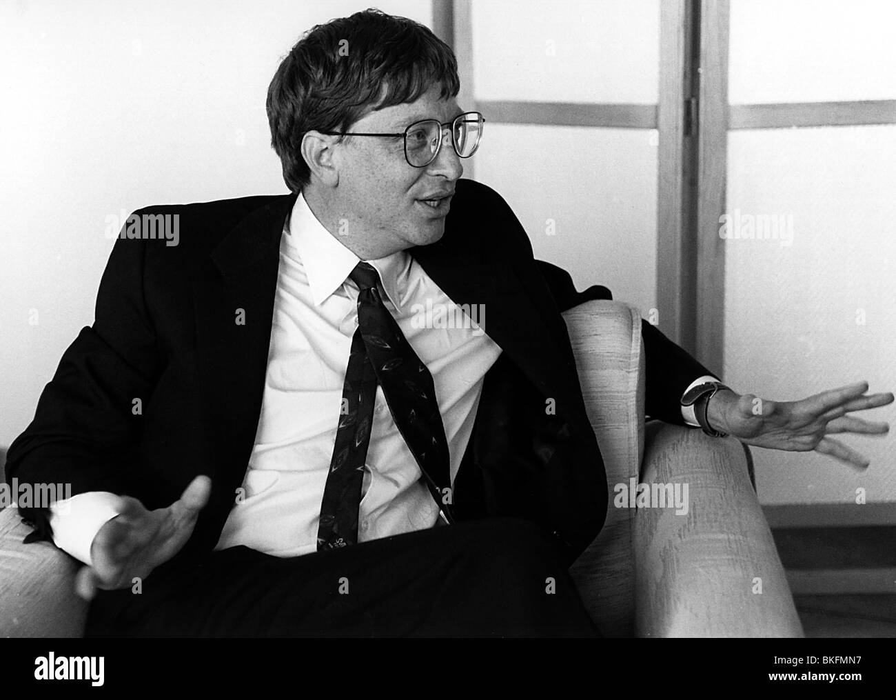Gates, William Henry 'Bill', * 28.10.1955, magnat américain des affaires, fondateur de LA société MICROSOFT, demi-longueur, 1992, Banque D'Images
