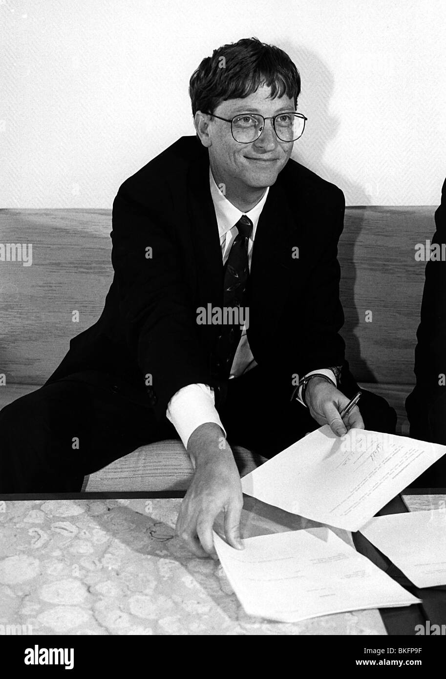 Gates, William Henry 'Bill', * 28.10.1955, magnat américain des affaires, fondateur de LA société MICROSOFT, demi-longueur, 1992, Banque D'Images