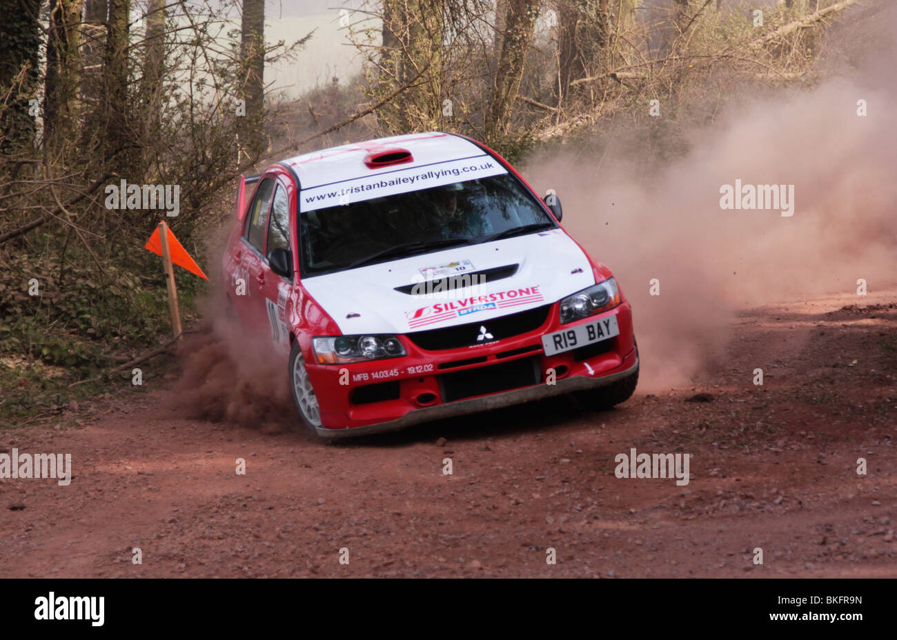 Voitures de rallye en compétition aux stades à Minehead, Somerset Banque D'Images