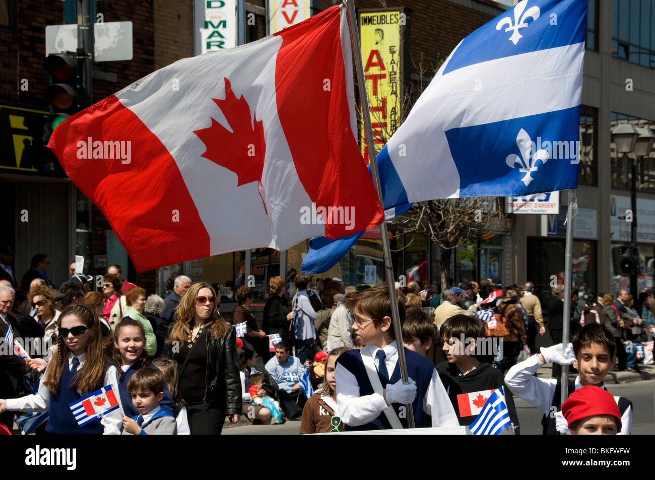 Parade grec pour célébrer l'indépendance de la Grèce à Montréal Canada Banque D'Images