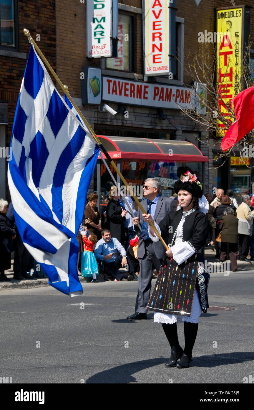 Parade grec pour célébrer l'indépendance de la Grèce à Montréal Canada Banque D'Images
