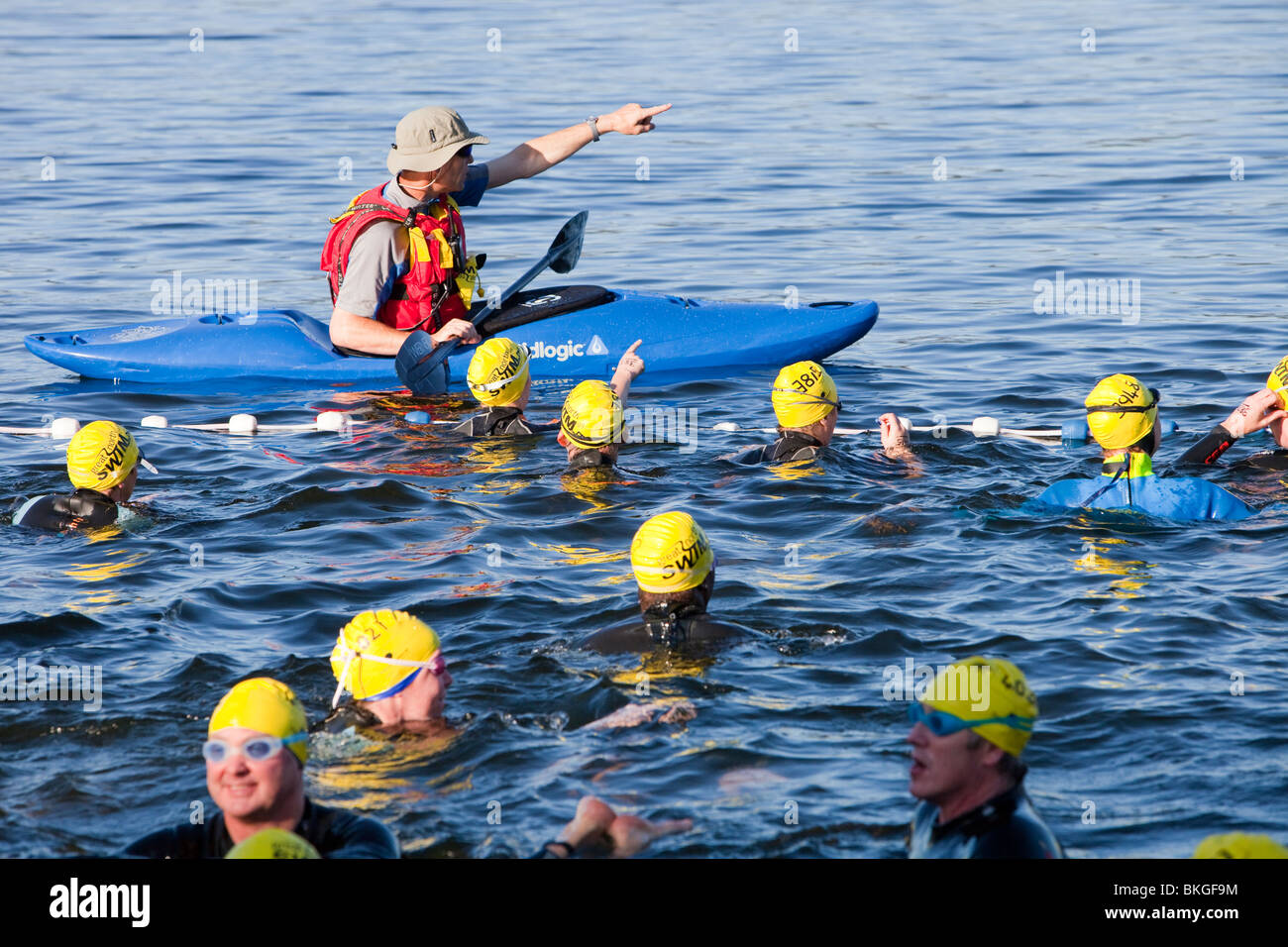 Le Grand Nord à la nage, 1 km de natation de bienfaisance sur le lac Windermere dans le Lake District, UK. Banque D'Images