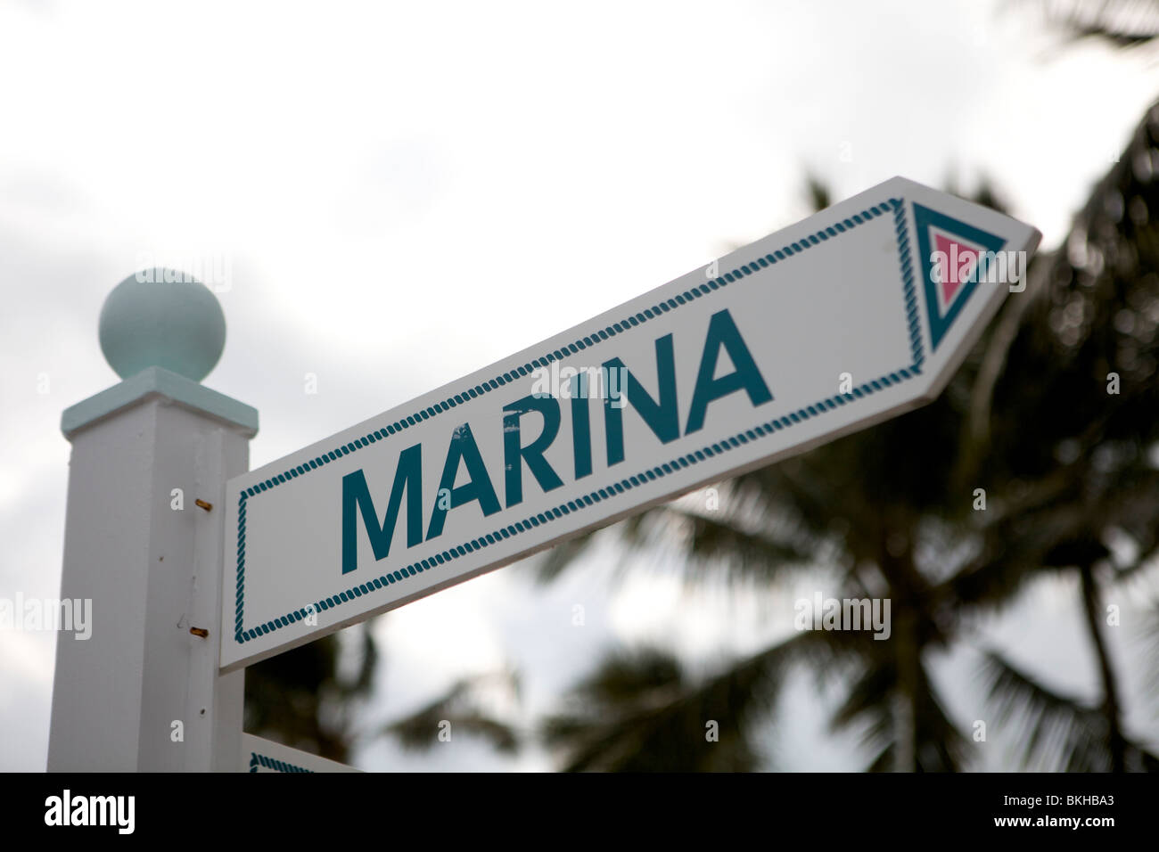 Marina sign post de Marsh Harbour. Banque D'Images Marina sign post de Marsh Harbour. Banque D'Images