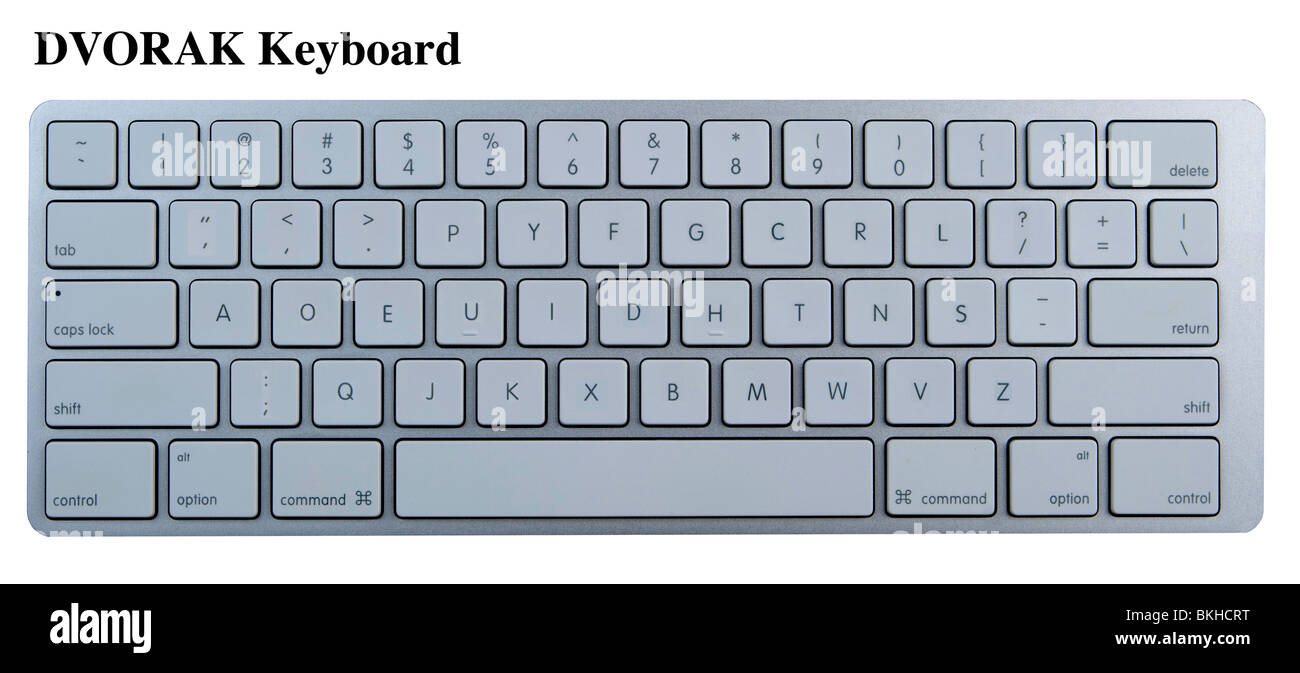 Photo illustration montrant la disposition d'un clavier Dvorak simplifiée ou américains Banque D'Images