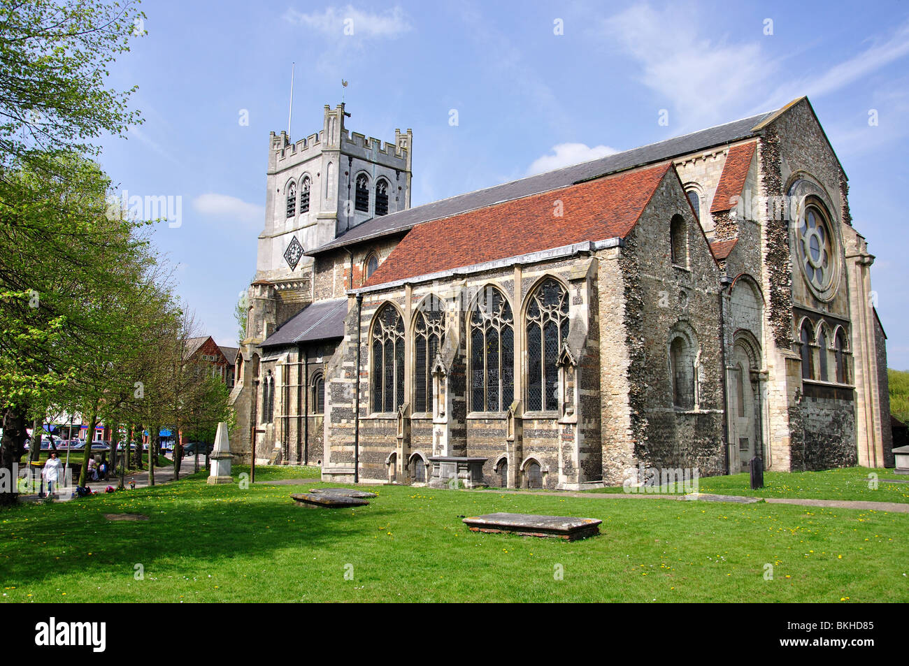 Église abbatiale, l'abbaye de Waltham, Essex, Angleterre, Royaume-Uni Banque D'Images