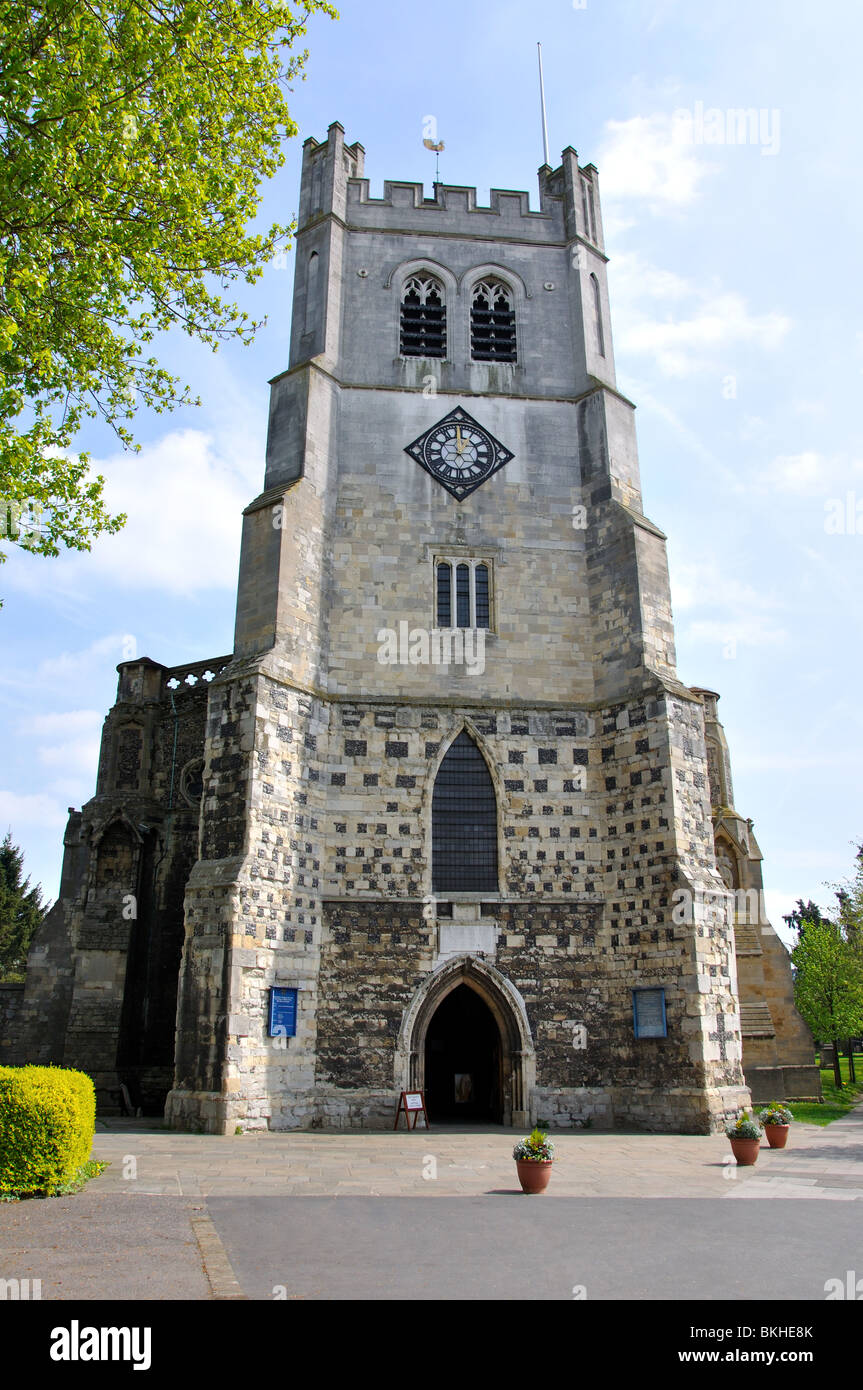 Église abbatiale, l'abbaye de Waltham, Essex, Angleterre, Royaume-Uni Banque D'Images