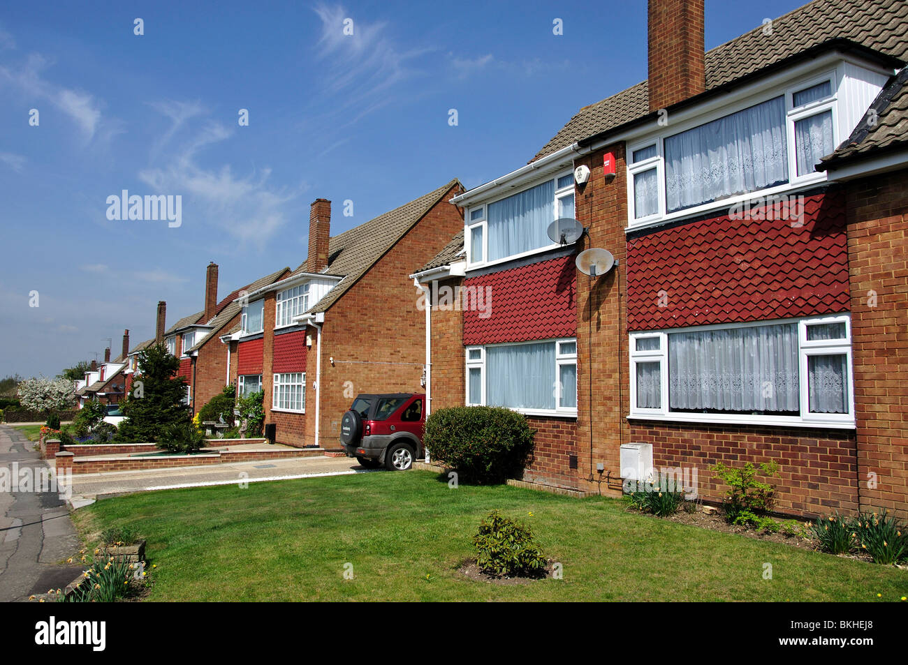 Maisons de banlieue, Potters Bar, Hertfordshire, Angleterre, Royaume-Uni Banque D'Images