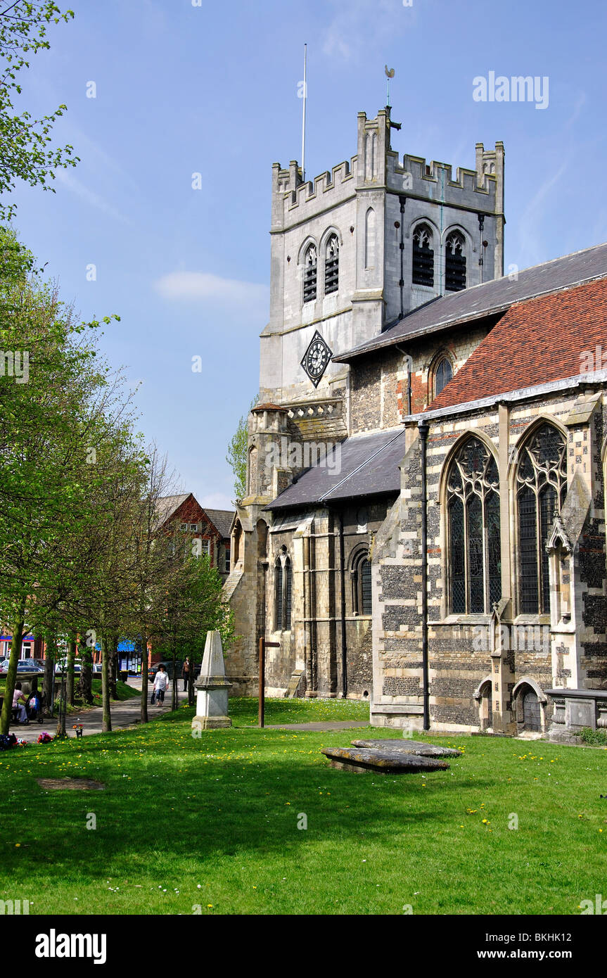 Église abbatiale, l'abbaye de Waltham, Essex, Angleterre, Royaume-Uni Banque D'Images