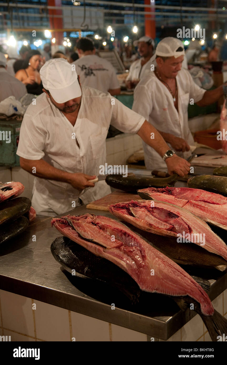 Marché de la ville de Manaus, le tambaqui ( Colossoma macropomum) est un poisson d'eau douce tropicaux d'Amérique du Sud, Brésil. Banque D'Images