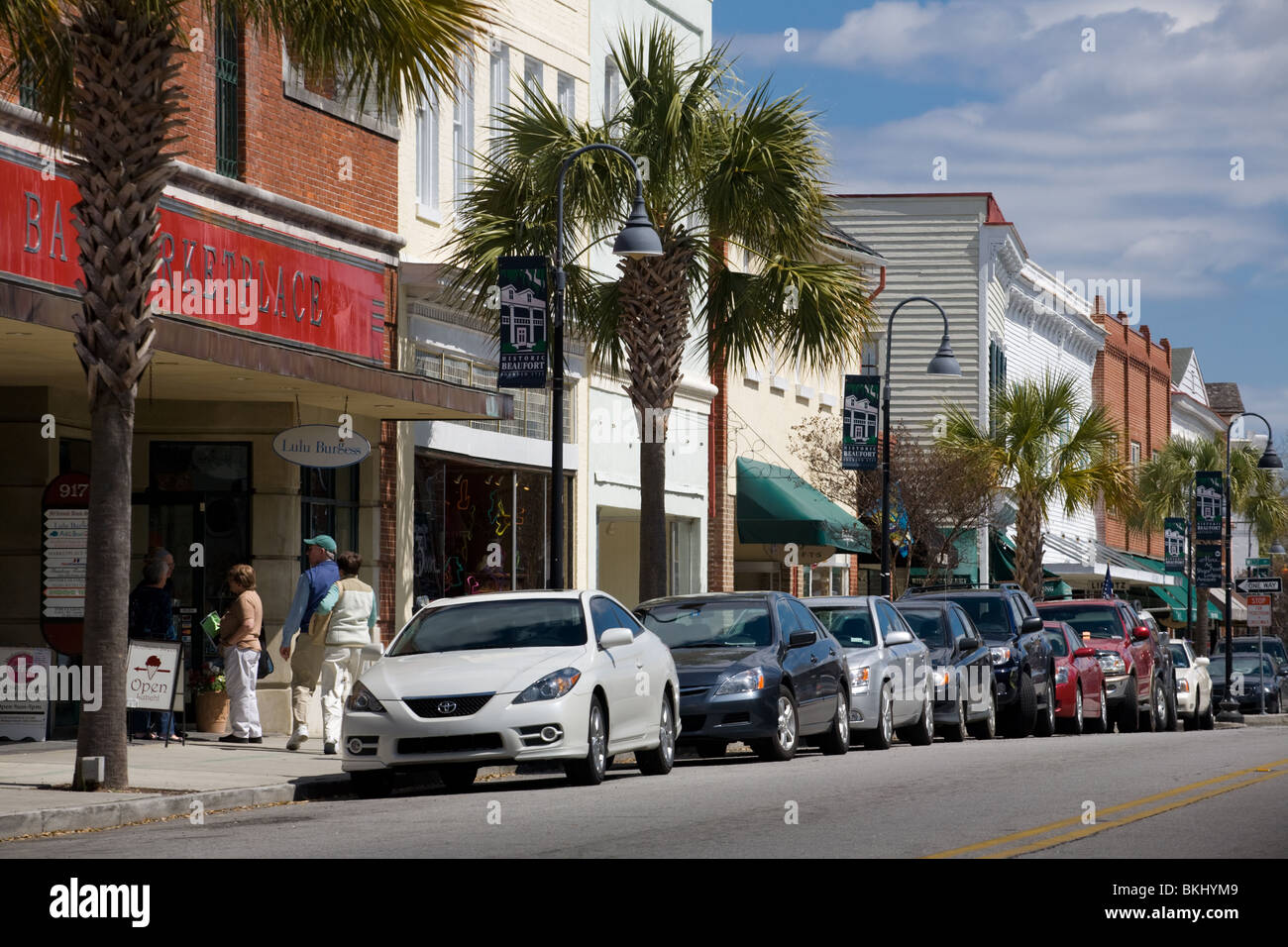 Quartier historique et des affaires de Beaufort, Caroline du Sud Banque D'Images