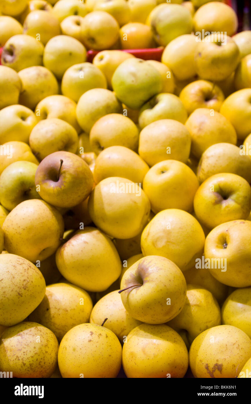 Un tas de pommes, remplissant l'ensemble de la photo. Banque D'Images