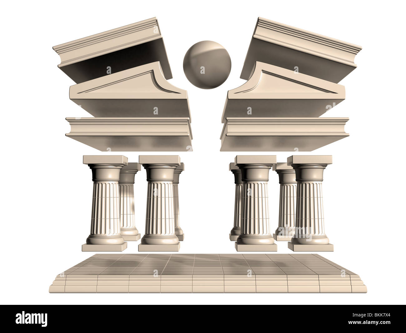 Illustration d'une isolé décomposée de Temple Grec Banque D'Images