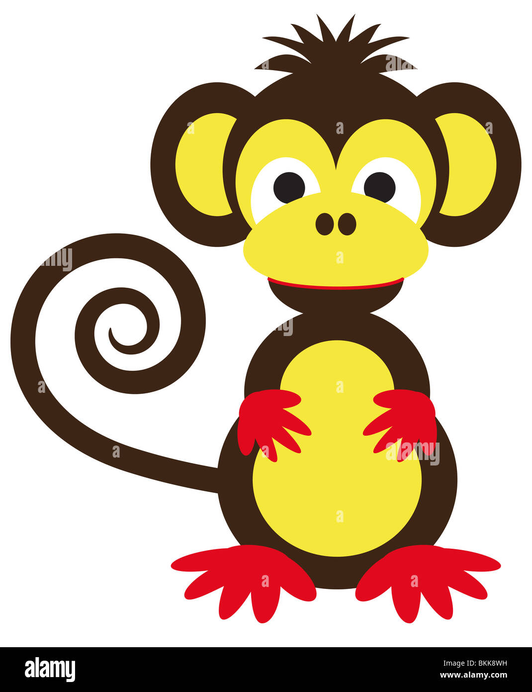 Funny monkey en marron et jaune avec curly tail Banque D'Images