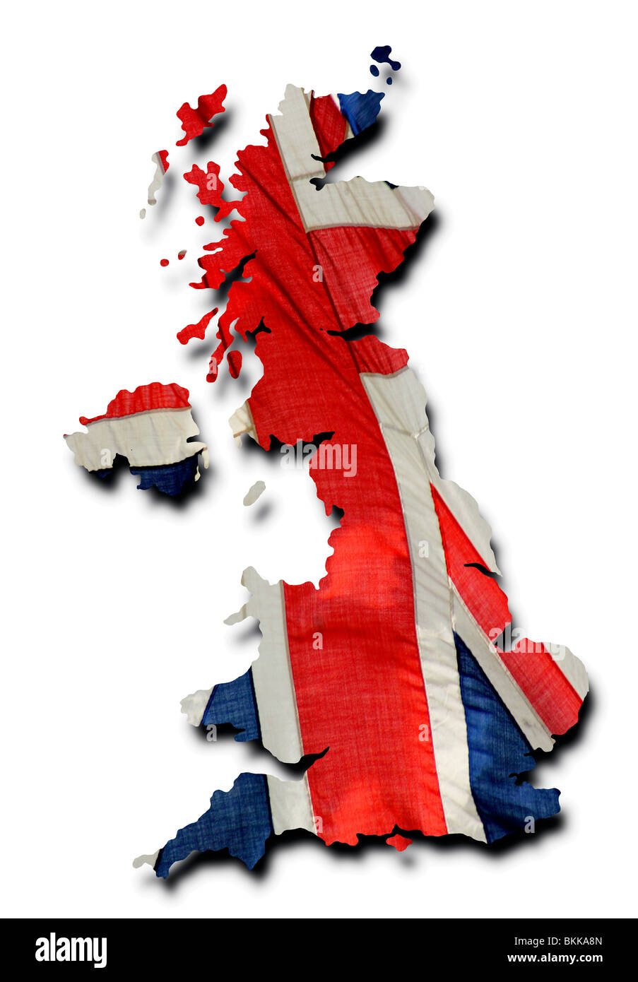 UK site recouvert d'Union Flag on white background Banque D'Images