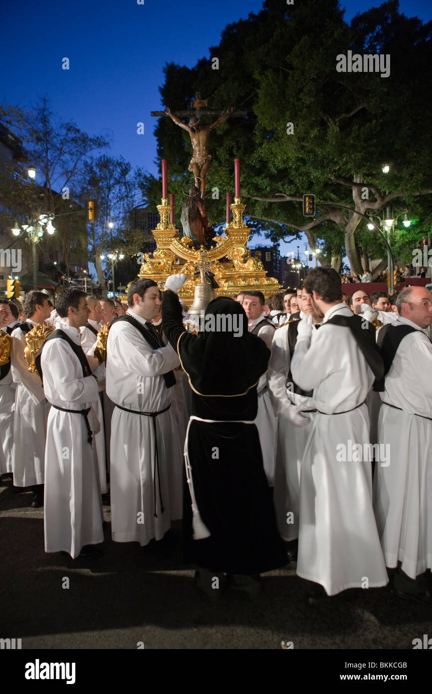 Semana Santa en procession de la Semaine Sainte. Malaga. L'Andalousie. Province de Málaga. Espagne Banque D'Images