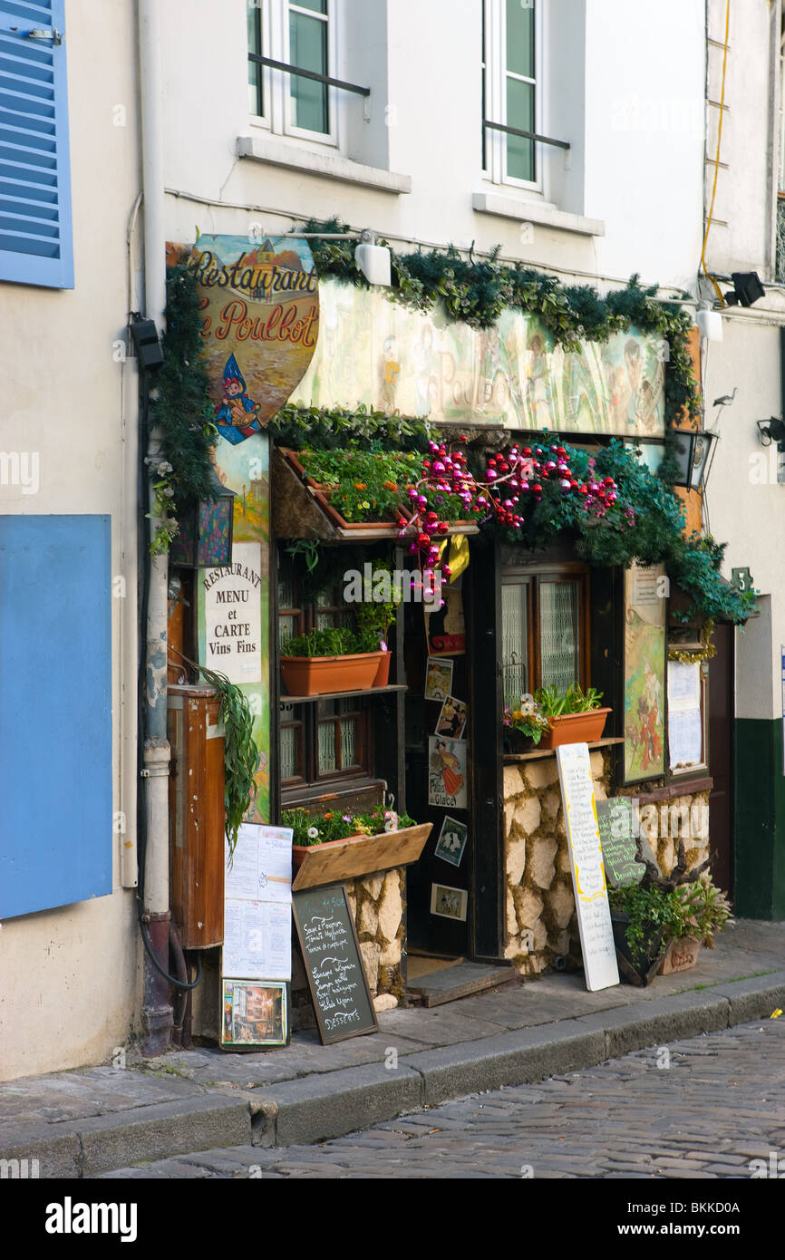 Restaurant Le Poulbot dans le quartier Montmartre, Paris Banque D'Images