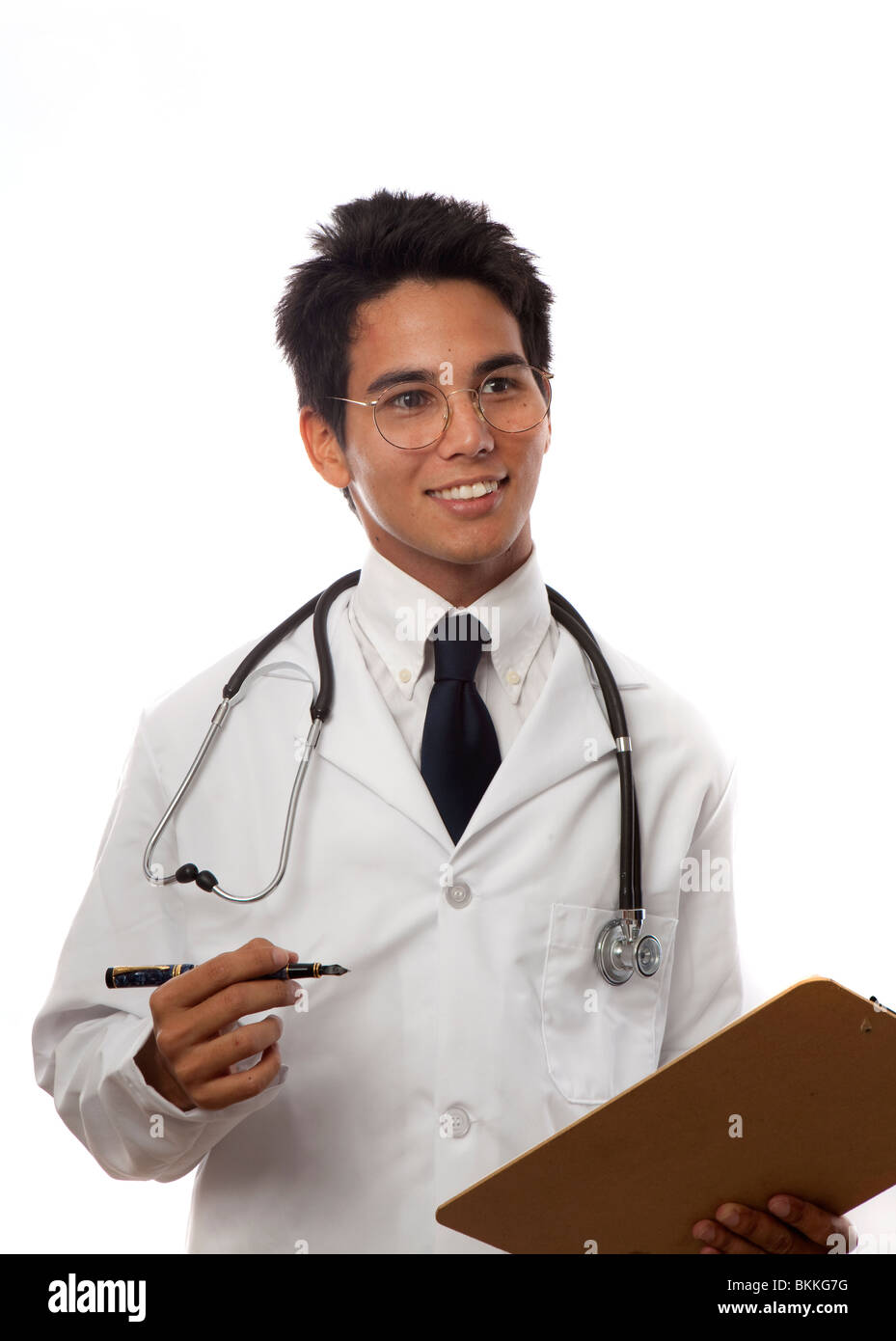 Jeune étudiant en médecine asiatique/médecin/intern in lab coat Banque D'Images