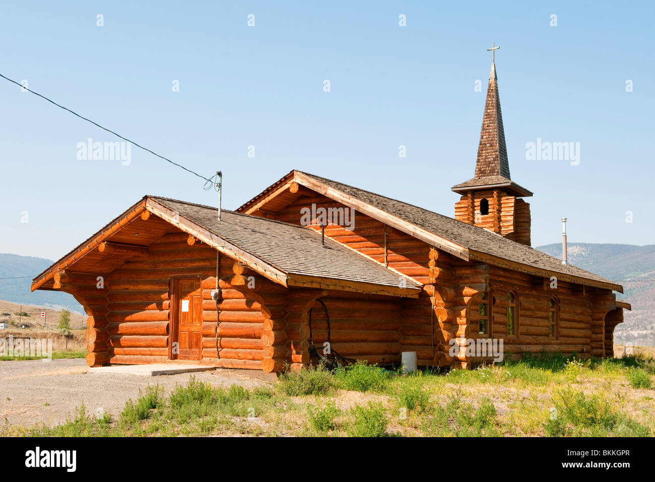 Chalet inhabituelle "Notre Dame de Lourdes Église Catholique Romaine', Quilchena, BC, Canada Banque D'Images