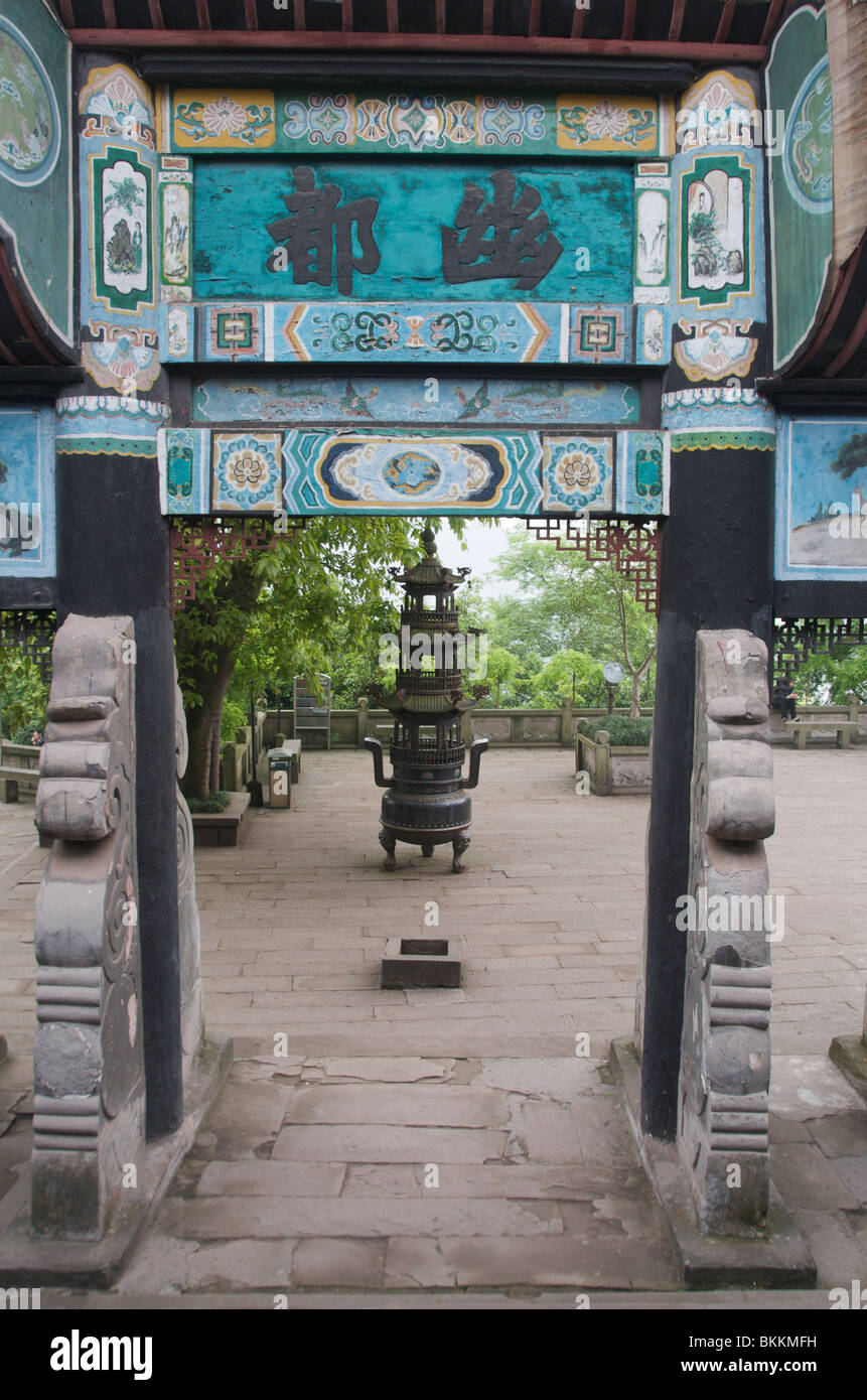 Cour intérieure du Temple de l'empereur ou Fengdu Ville Fantôme à côté de la rivière Yangtze Chongqing Municipalité Chine Banque D'Images
