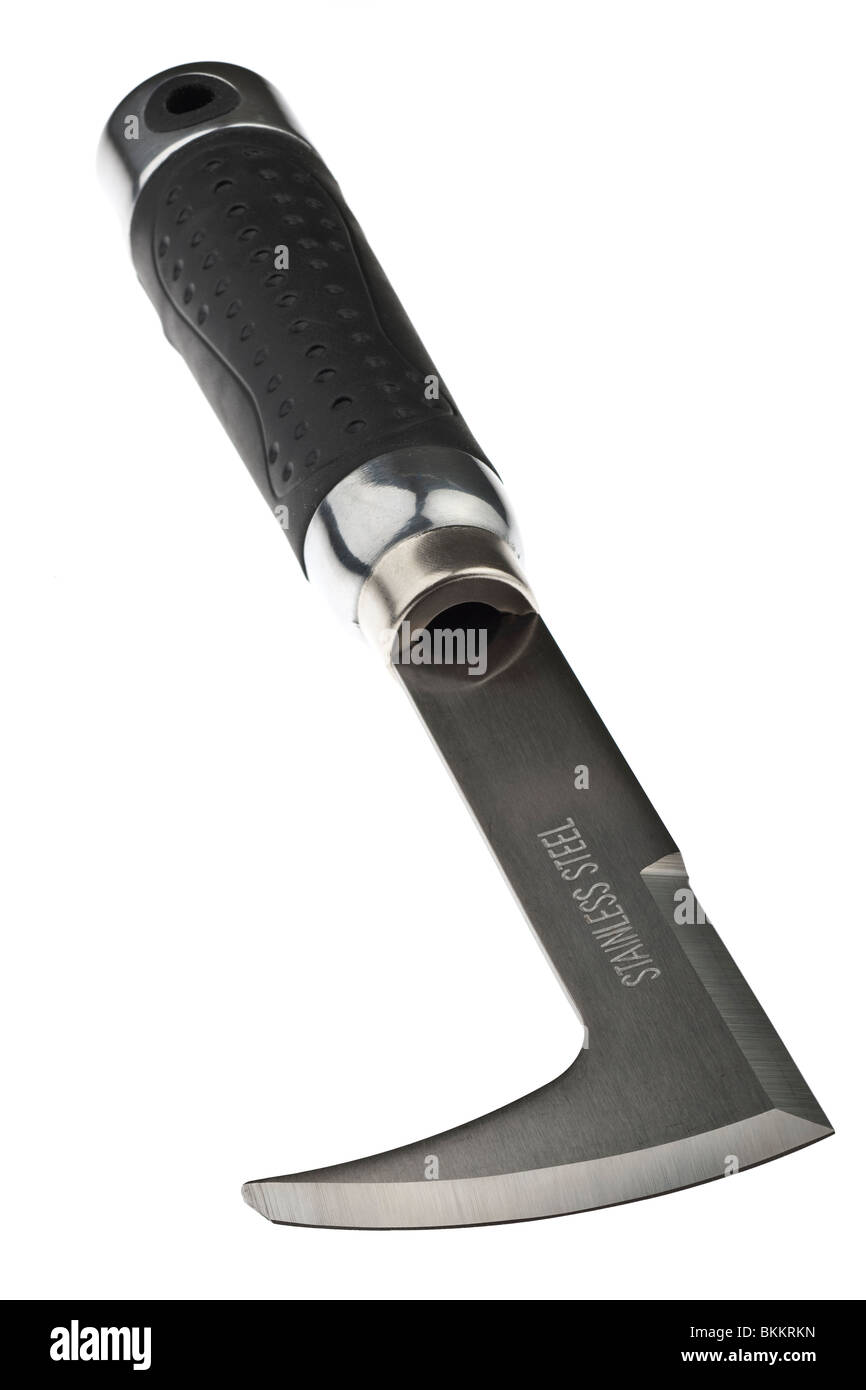 Revêtement en acier inoxydable avec poignée en caoutchouc noir bloc Banque D'Images