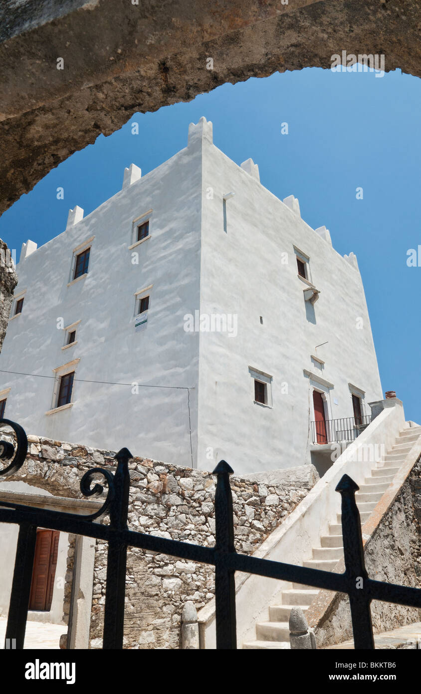 Tour de Gratsia, Chalki, Naxos Island, Grèce Banque D'Images