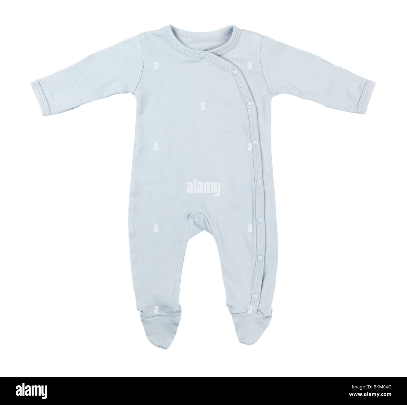 Lit bébé en coton bleu isolé sur fond blanc Banque D'Images