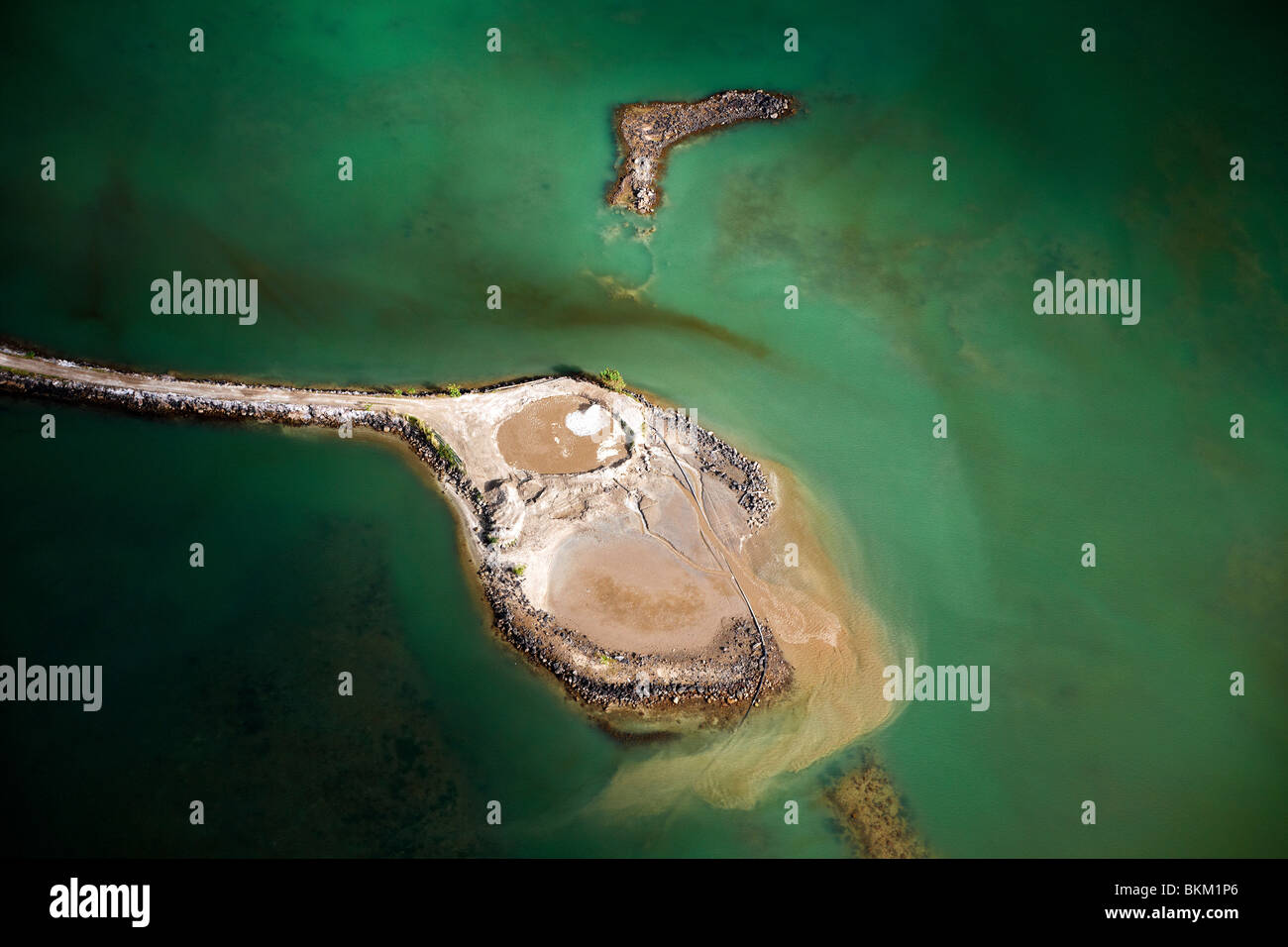 Vue aérienne de dragage marin de sable de construction Banque D'Images