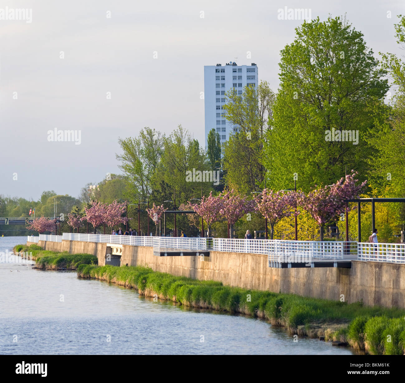 L'Esplanade-de Vichy pour les piétons et les joggeurs (France). L'esplanade aménagée de Vichy pour piétons et joggeurs. Banque D'Images