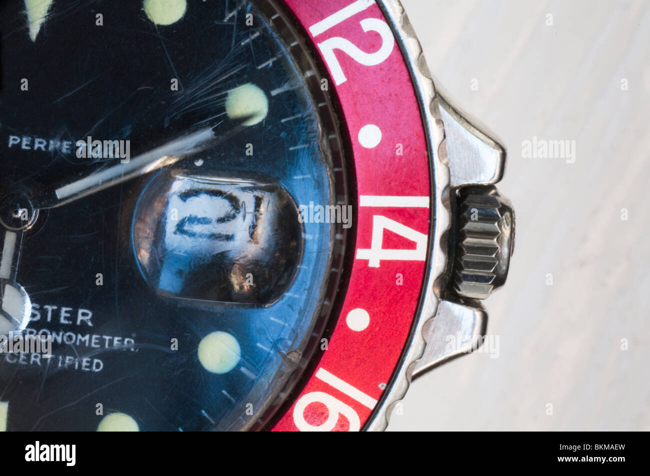 Fin des années 60 montre Rolex GMT master fermer cropped article de wrist watch Banque D'Images