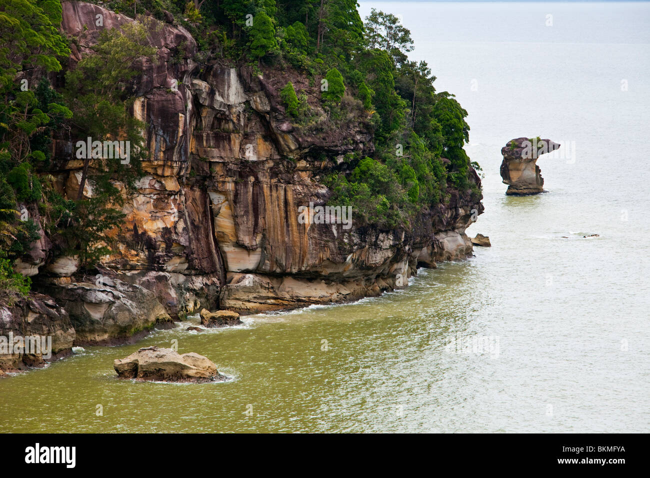 Rock cliffs à Teluk Pandan Kecil (petite baie de Pandan) dans le parc national de Bako. Kuching, Sarawak, Bornéo, Malaisie. Banque D'Images